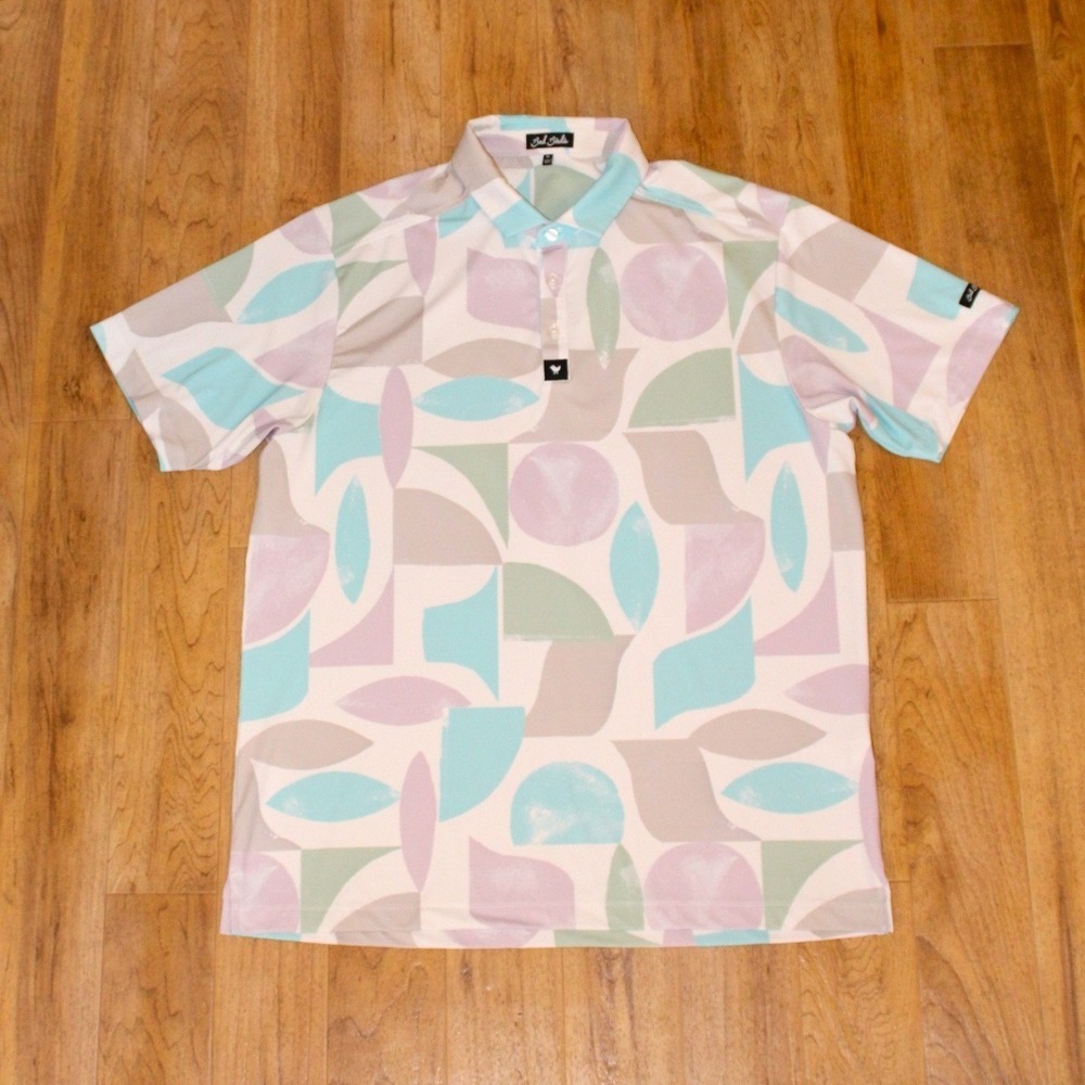 Bad Birdie Polo Shirt Mens XL Multi Pastel Geometric Abstract Excellent Golf Top